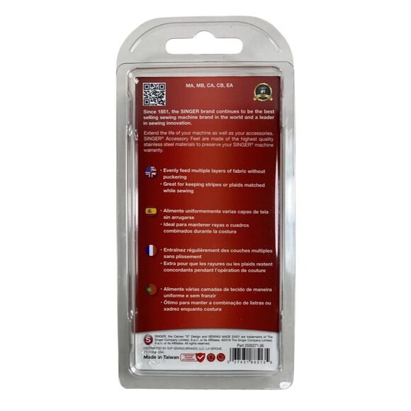 SINGER Even Fee Walking Presser Foot Quilting Sewing Sew Part # 250060096 New - Picture 5 of 8